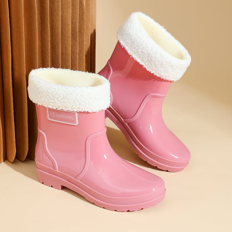 New Fashion Women'S Waterproof Rain Boots All-Match Trend Comfortable Wear-Resistant Warm Water Shoes Kitchen Camping Rain Boots - Image 5